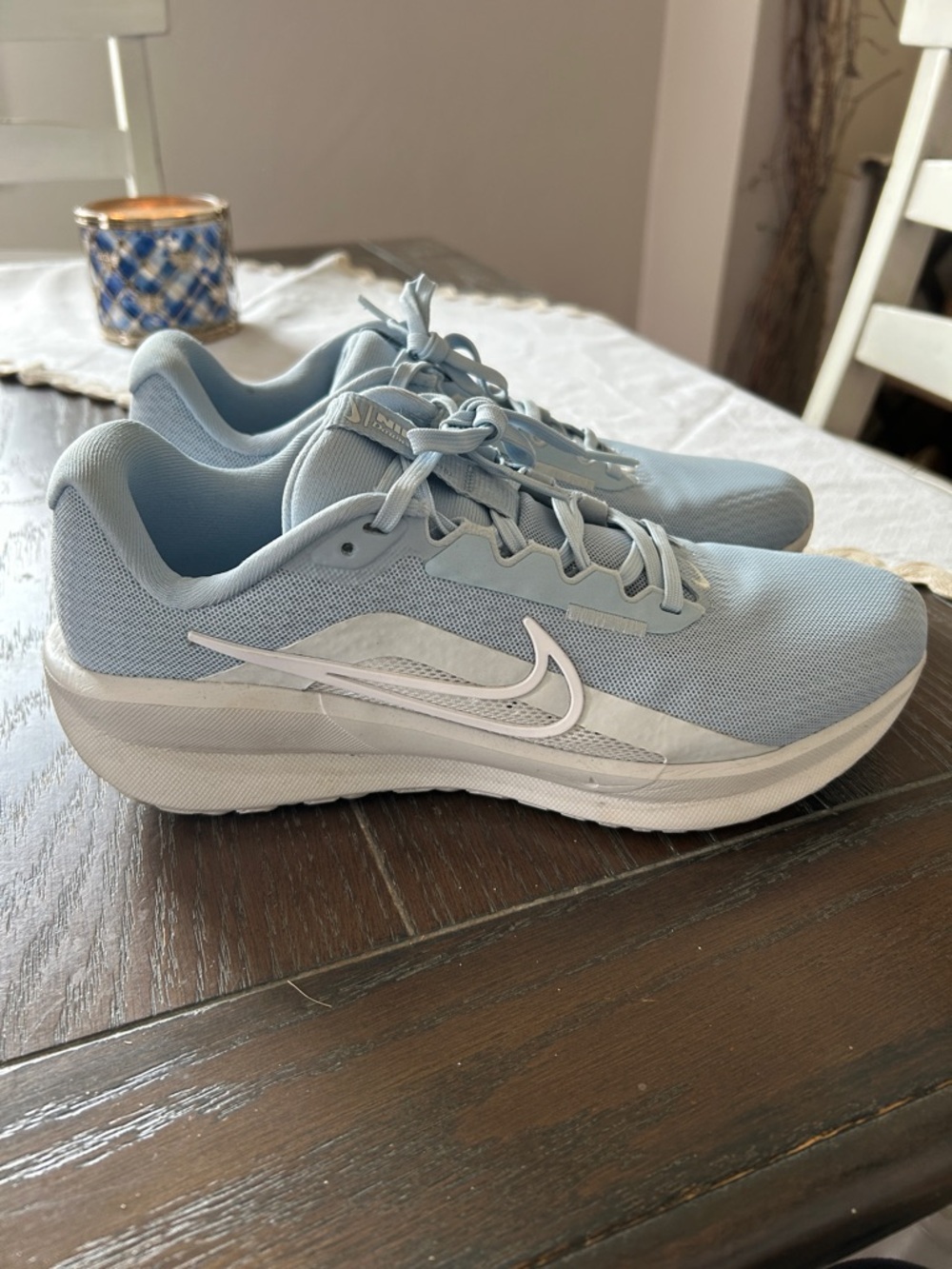 Nike Women's Downshifter 13 Light Blue and White Athletic Sneakers - Picture 6 of 11